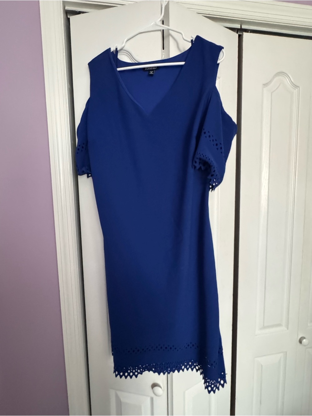 Women’s Cold-Shoulder V-Neck Dress in Royal Blue - Roz & Ali - worn once